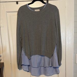 MELLODAY Blue and Gray Layered Blouse